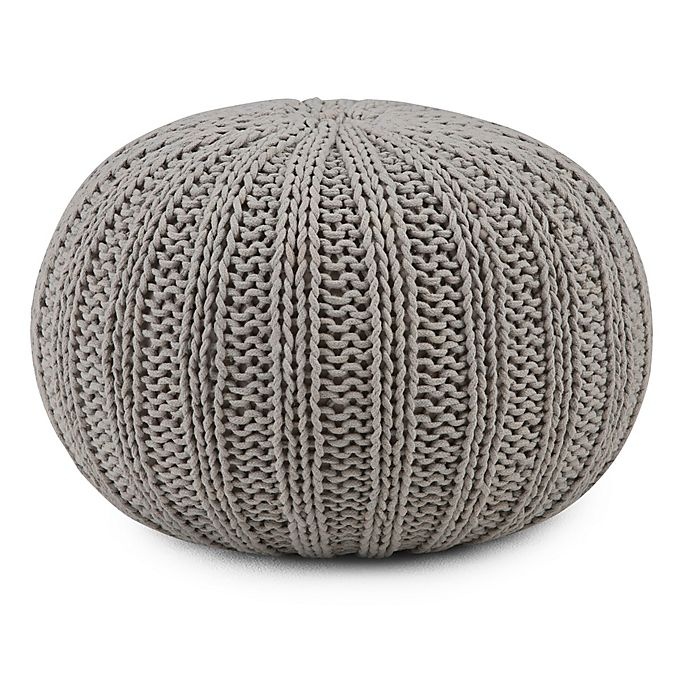 slide 1 of 5, Simpli Home Shelby Cotton Round Pouf - Dove, 1 ct