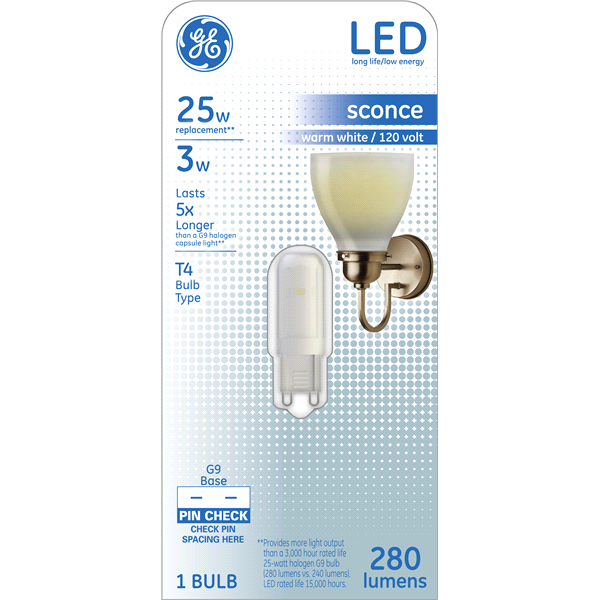 slide 1 of 1, GE 25 W Equivalent Warm White T4 LED Display Light Bulb, 1 ct