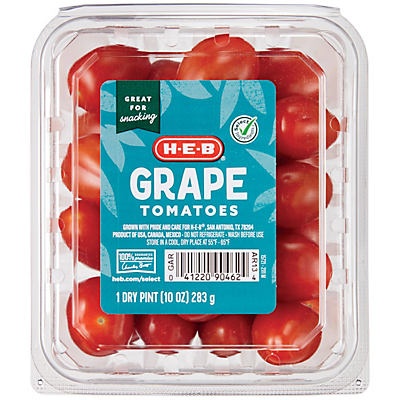 slide 1 of 1, H-E-B Grape Tomatoes, 1 pint