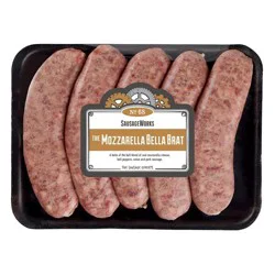 SausageWorks No. 68 The Mozzarella Bella Bratwurst with Mozzarella Peppers & Onions