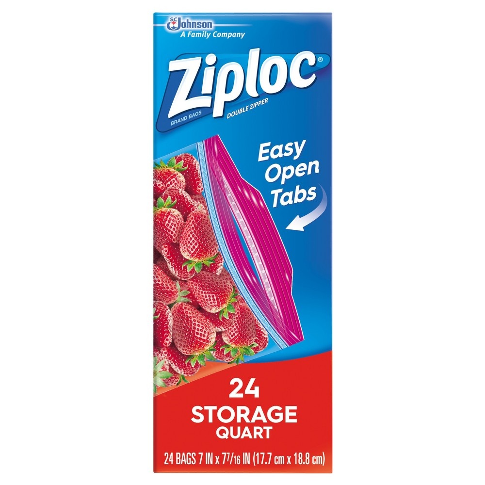 slide 6 of 7, Ziploc Quart Storage Bags, 24 ct