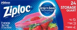 Ziploc Quart Storage Seal Top Bags 24 ea