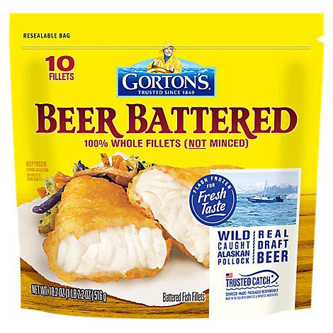 slide 1 of 1, Gorton's Beer Battered Fish Fillets Bag - 10 Count, 10 ct