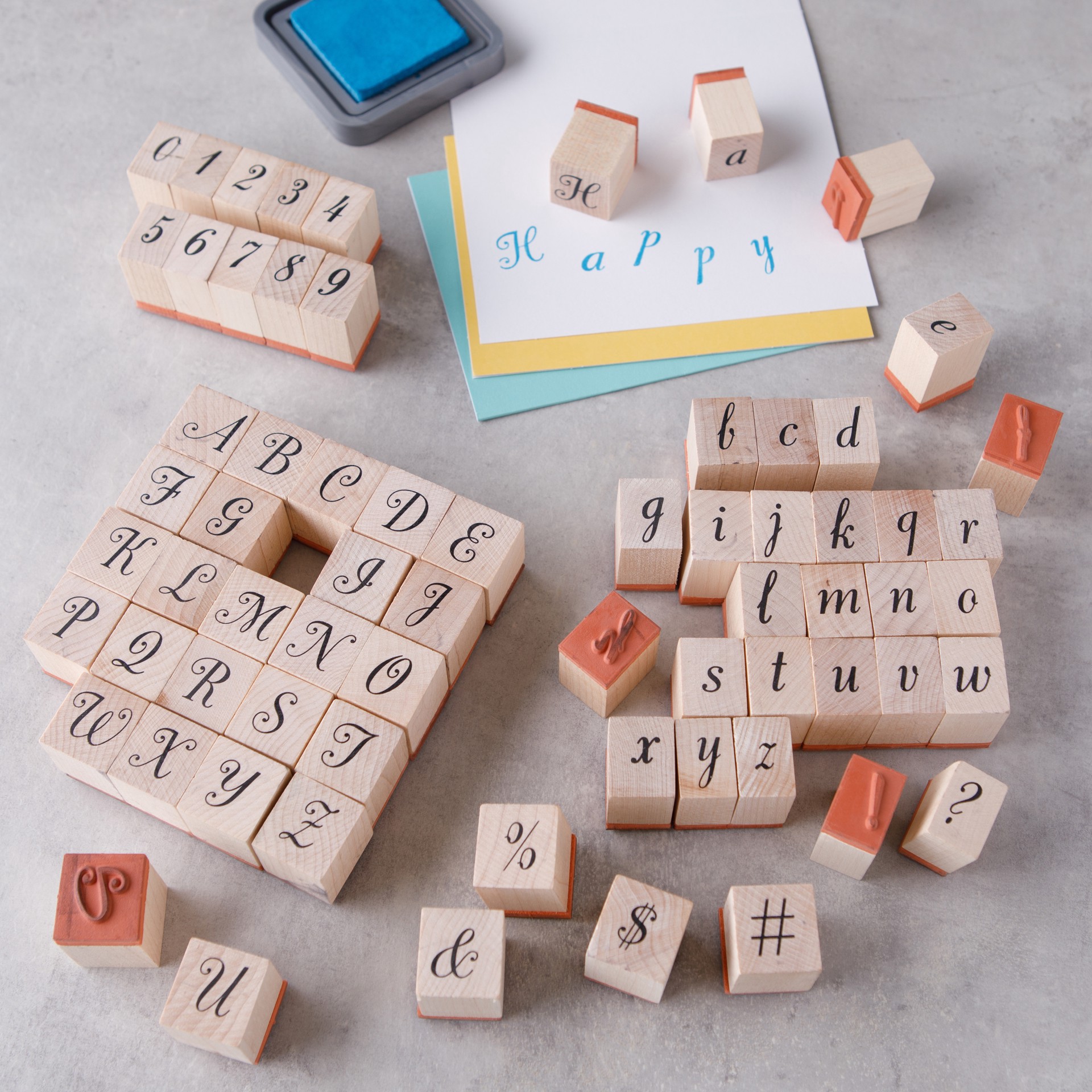 slide 4 of 4, Script Alphabet & Numbers Wood Stamp Set By Recollections, 0.96 in x 0.6 in x 1 in