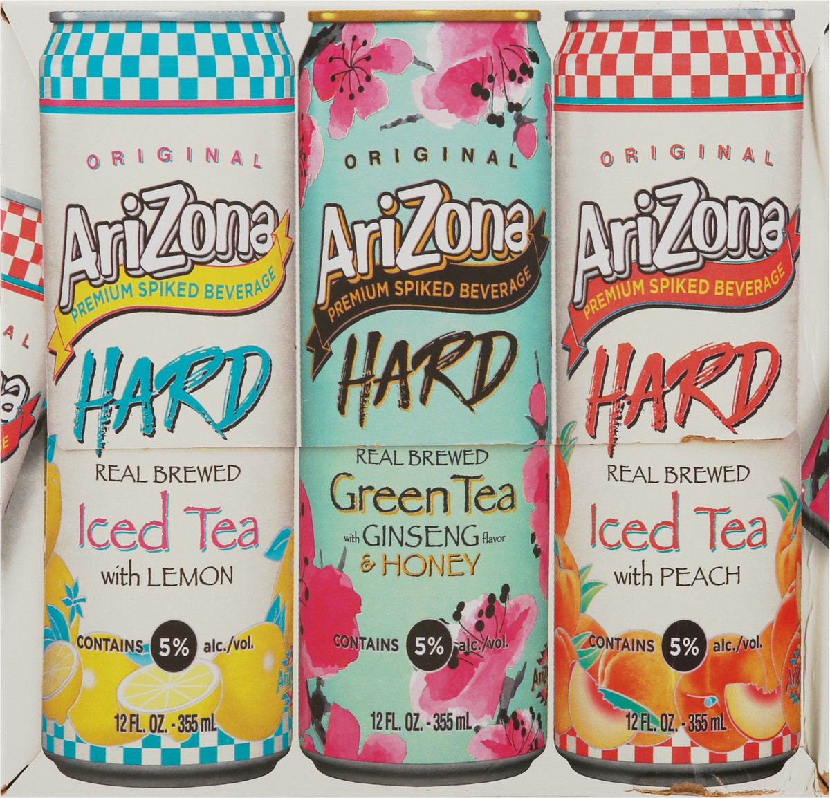 slide 6 of 9, AriZona Original Iced Teas Premium Lemon Tea, Green Tea, Peach Tea Spiked Beverage Party Pack 12 - 12 oz Cans, 12 ct; 12 oz