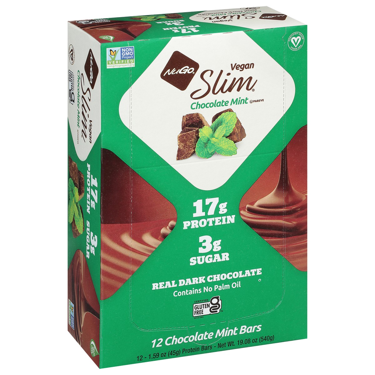 slide 2 of 9, NuGo Slim Vegan Chocolate Mint Protein Bar 12 - 1.59 oz Bars, 12 ct