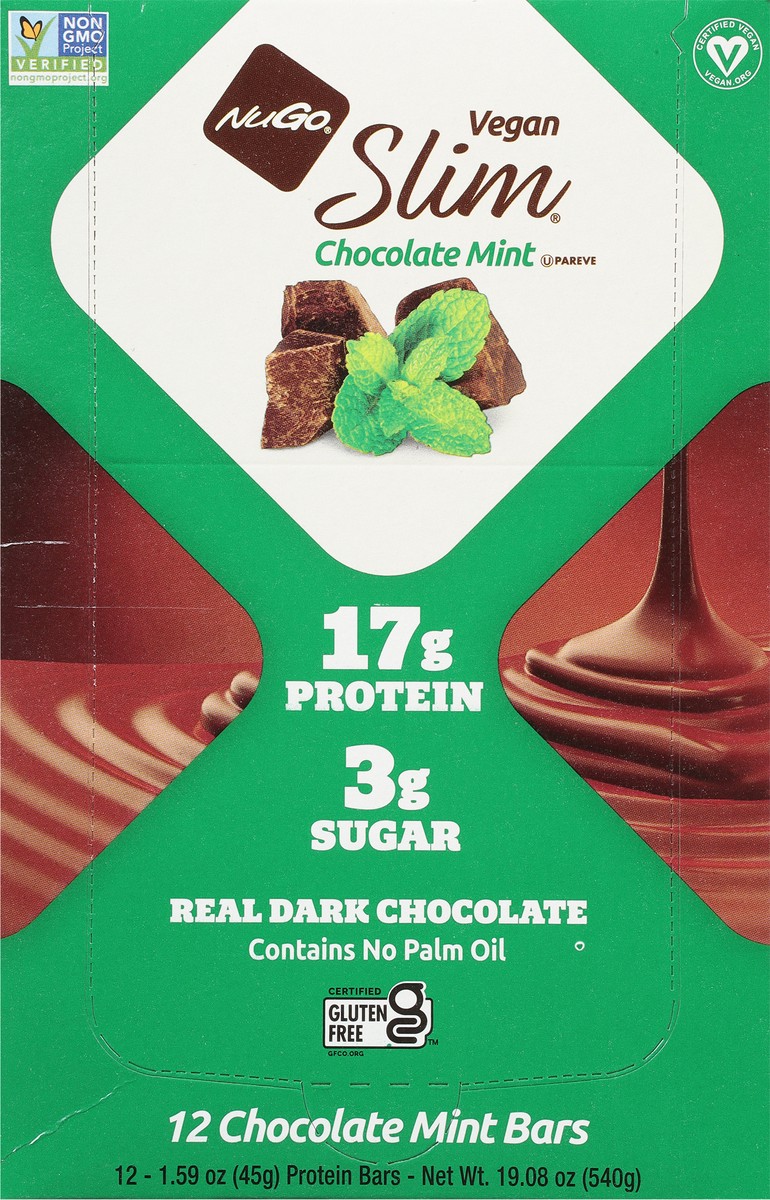 slide 6 of 9, NuGo Slim Vegan Chocolate Mint Protein Bar 12 - 1.59 oz Bars, 12 ct