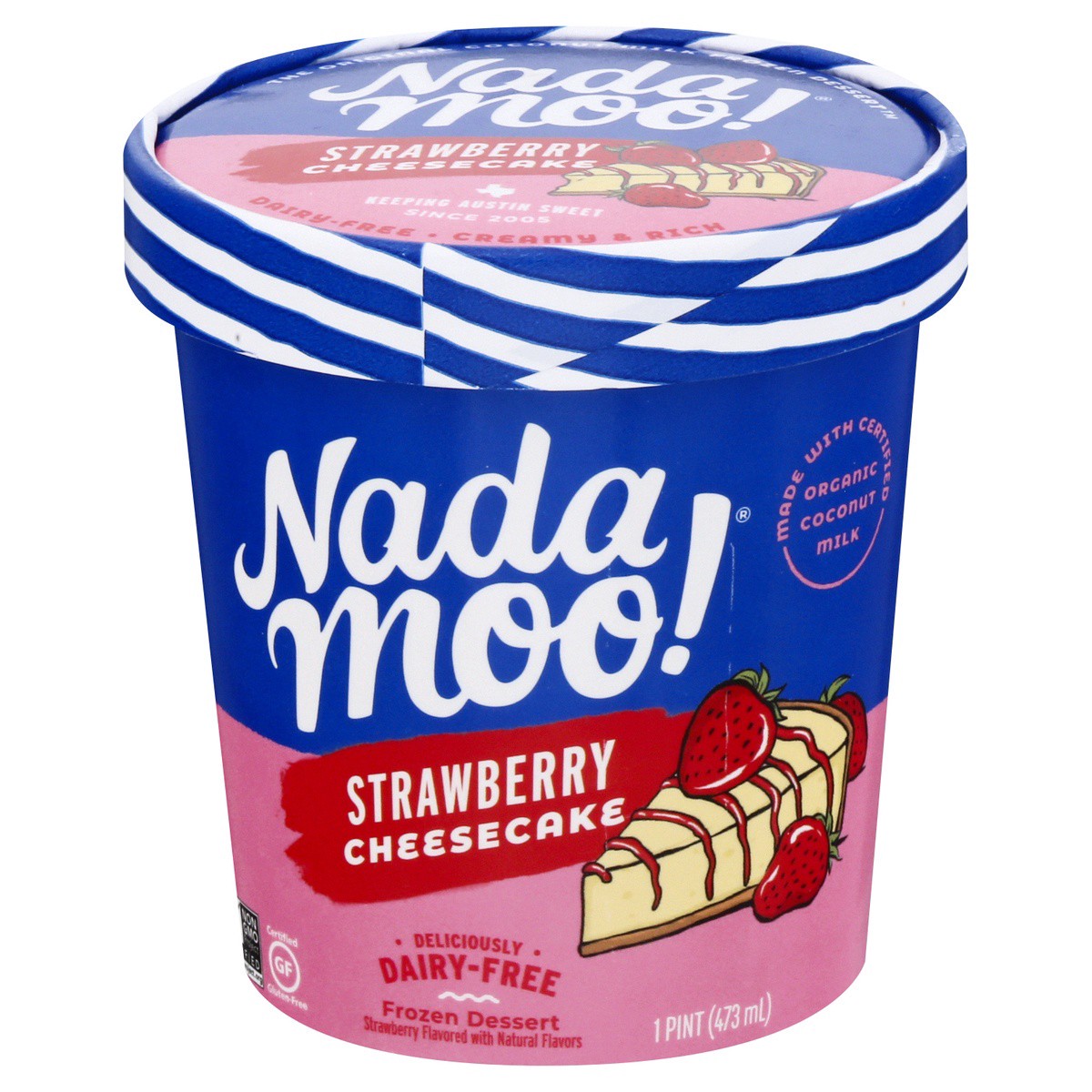 slide 1 of 11, NadaMoo Strawberry Cheesecake Dairy Free Frozen Dessert, 1 pint