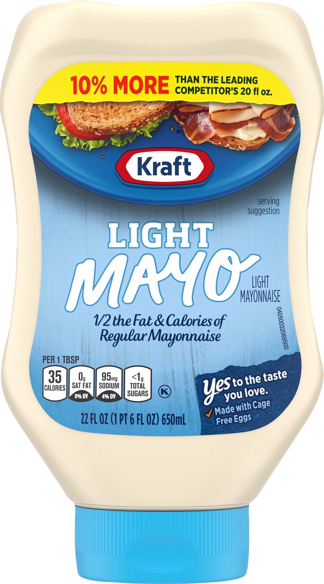 slide 5 of 13, Kraft Light Mayo with 1/2 the Fat & Calories of Regular Mayonnaise, 22 fl oz Bottle, 22 fl oz