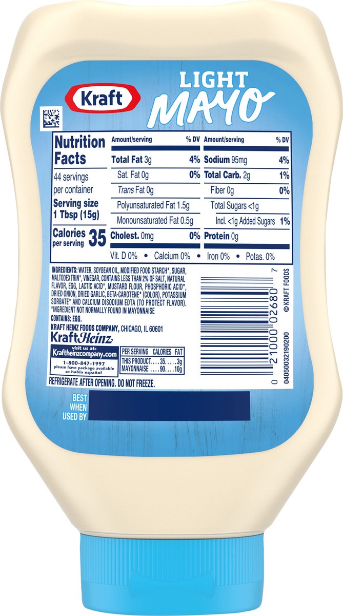 slide 7 of 13, Kraft Light Mayo with 1/2 the Fat & Calories of Regular Mayonnaise, 22 fl oz Bottle, 22 fl oz