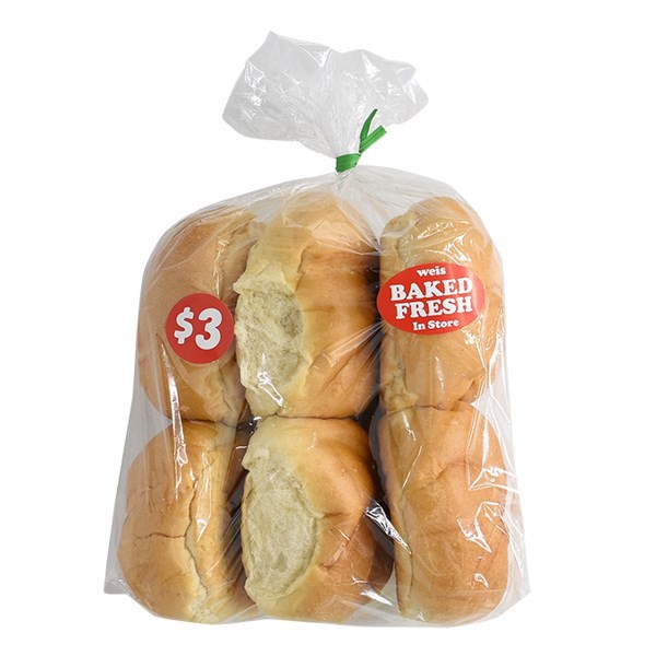 slide 1 of 1, Weis in Store Baked Plain, Poppy Seeded or Sesame Seeded Kaiser Rolls, 6 ct