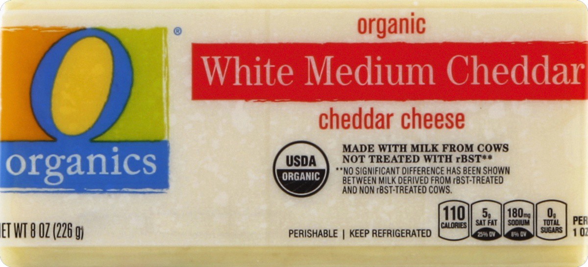 slide 3 of 5, O Organics Organic White Cheddar Cheese, 8 oz