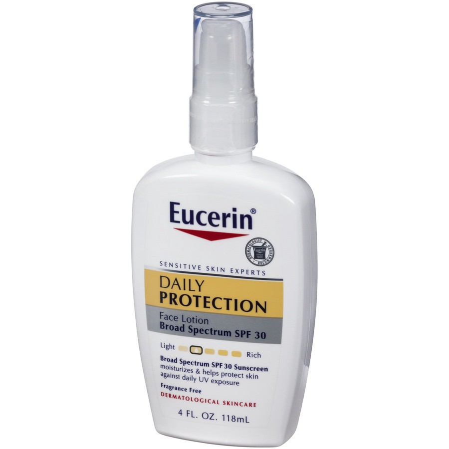 slide 2 of 7, Eucerin Daily Protection Broad Spectrum SPF 30 Sunscreen Moisturizing Face Lotion 4 fl. oz. Pump, 4 fl oz