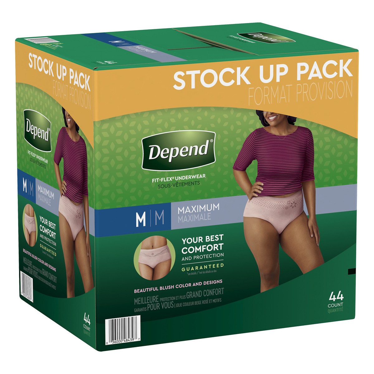 slide 7 of 10, Depend Fit-Flex Maximum Underwear Medium Stock Up Pack 44 Count, 44 ct