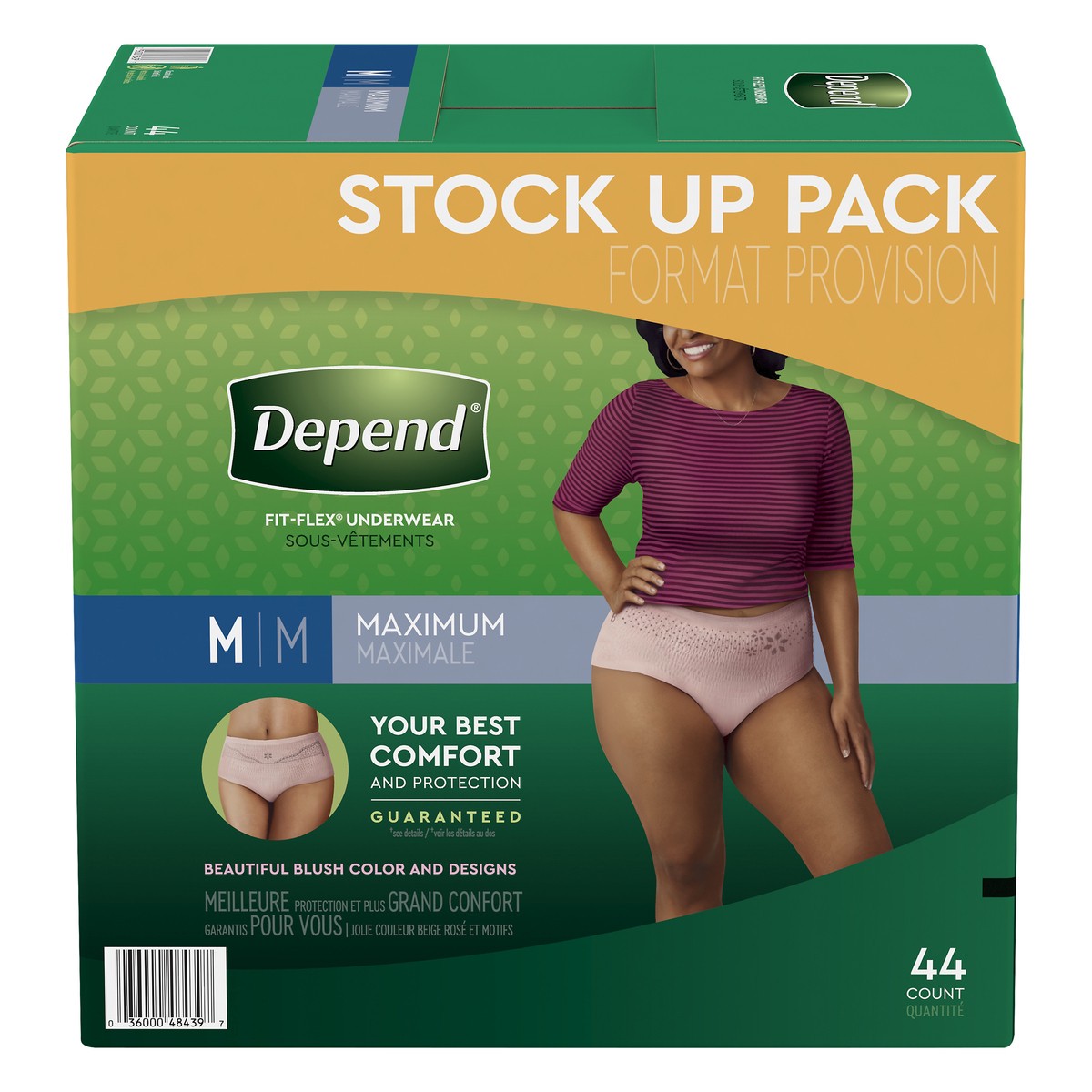 slide 1 of 10, Depend Fit-Flex Maximum Underwear Medium Stock Up Pack 44 Count, 44 ct