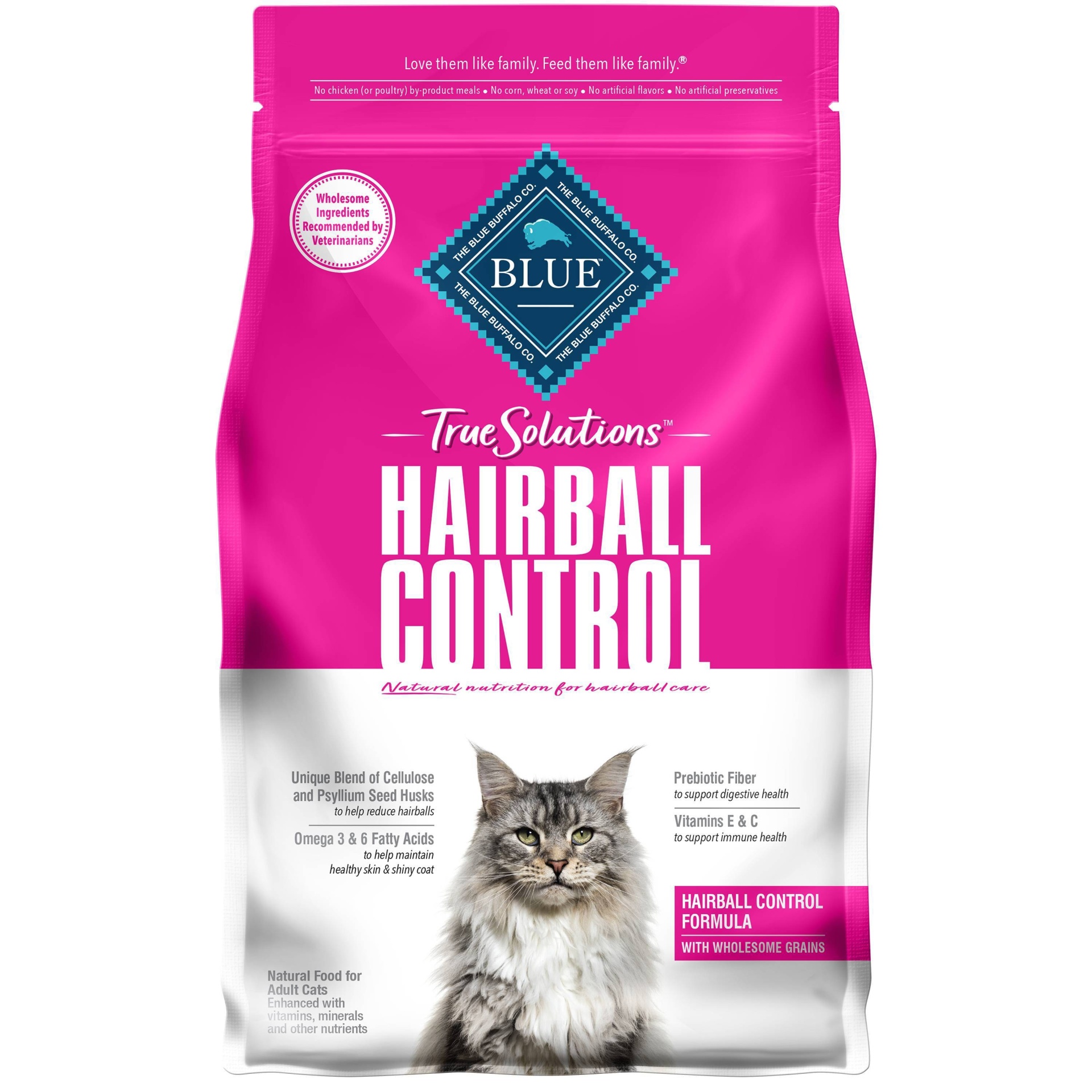 slide 1 of 16, Blue Buffalo True Solutions Indoor Hairball Adult Cat Chicken Dry Cat Food, 3.5 lb