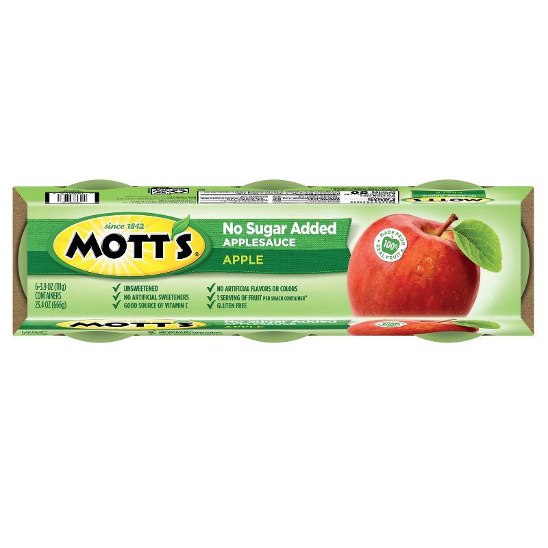 slide 8 of 15, Mott's No Sugar Added Natural Applesauce, 6 ct; 4 oz