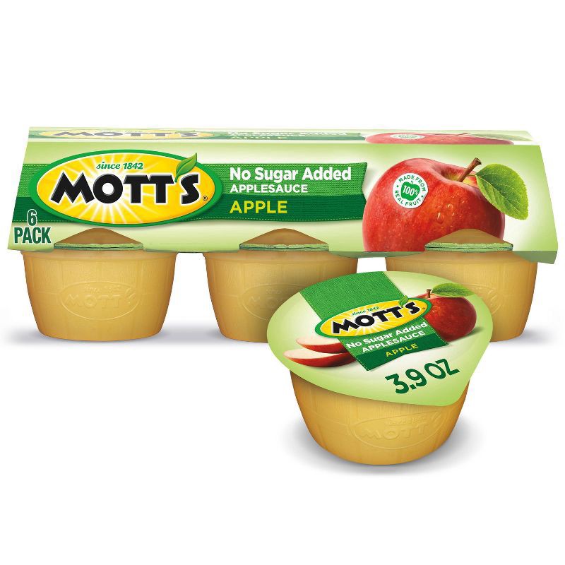 slide 1 of 15, Mott's No Sugar Added Natural Applesauce, 6 ct; 4 oz