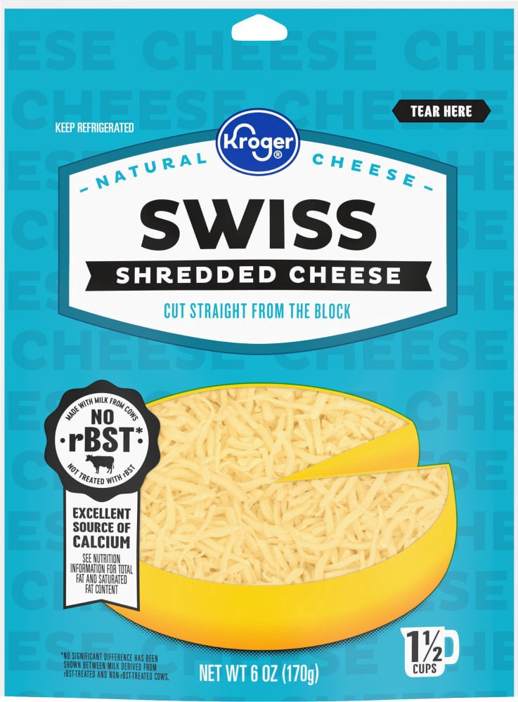 slide 1 of 3, Kroger Finely Shredded Swiss Cheese, 6 oz