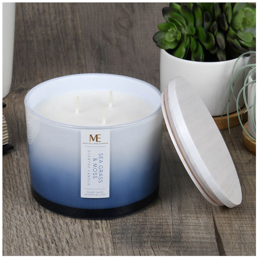 slide 3 of 4, Modern Expressions Scented Candle Sea Grass & Moss, 13 oz