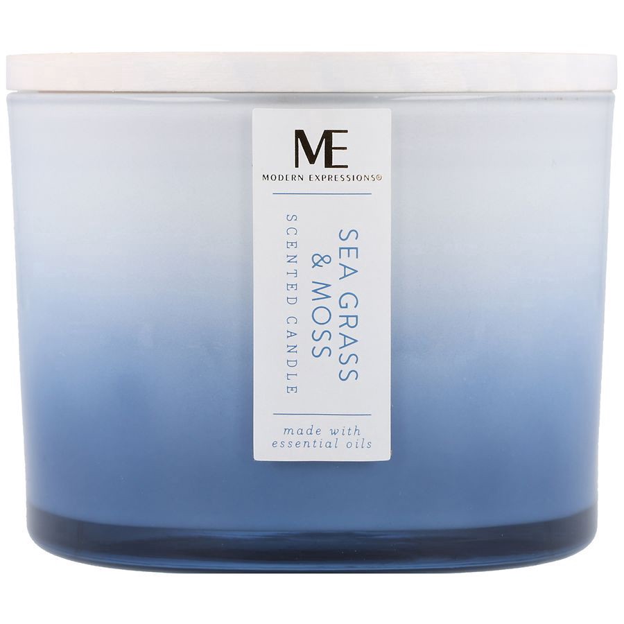 slide 1 of 4, Modern Expressions Scented Candle Sea Grass & Moss, 13 oz
