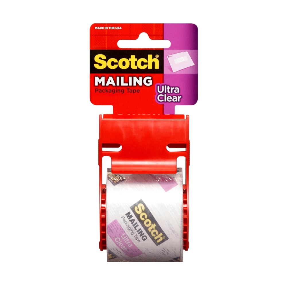 slide 2 of 2, Scotch Ultra Clear Mailing Packaging Tape With Dispenser, 2 in