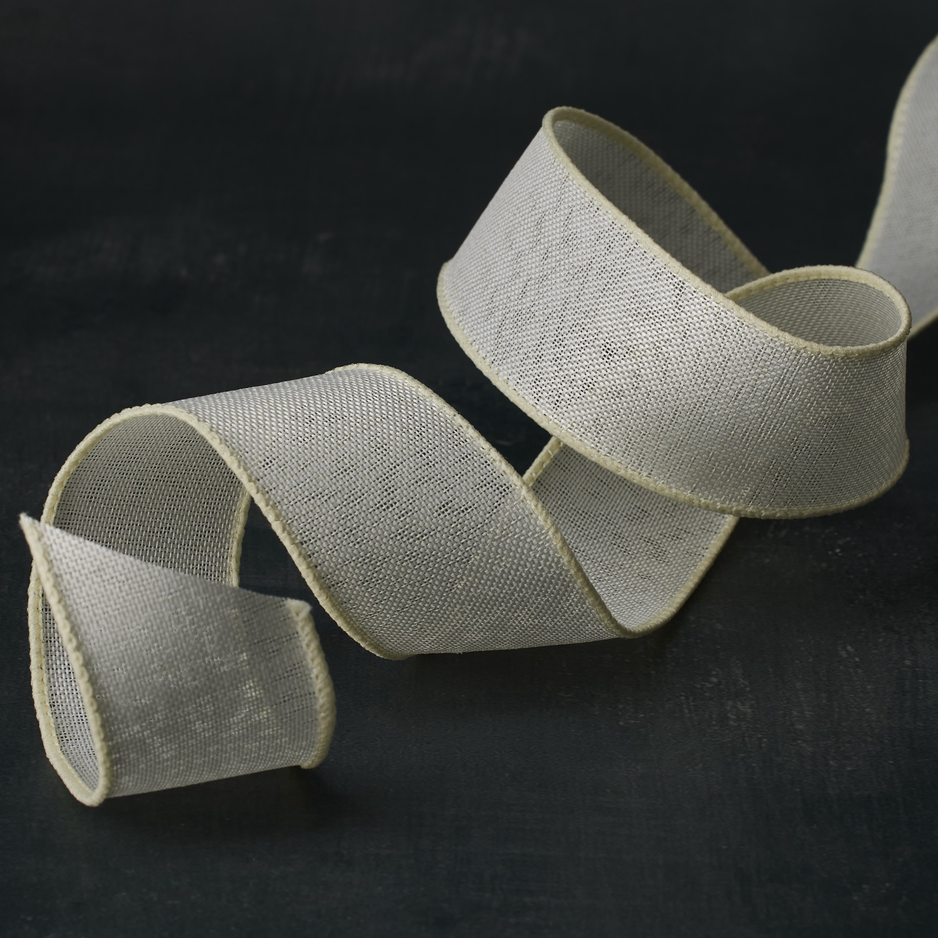 slide 4 of 4, 1.5" X 30ft. Ivory Faux Linen Wired Ribbon By Celebrate It, 1.5 in x 30 ft