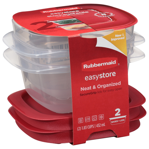 slide 1 of 1, Rubbermaid Easy Store 1.83 Cups Food Storage Container, 2 ct