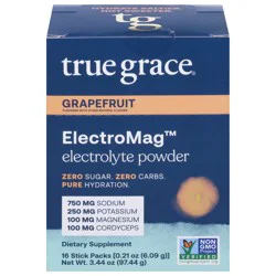 True Grace ElectroMag Grapefruit Electrolyte Powder - 16 x 0.21 oz Packs