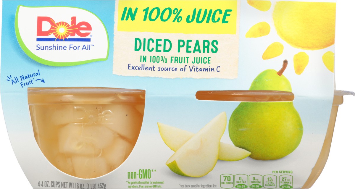 slide 3 of 10, Dole Diced Pears, 4 ct; 4 oz