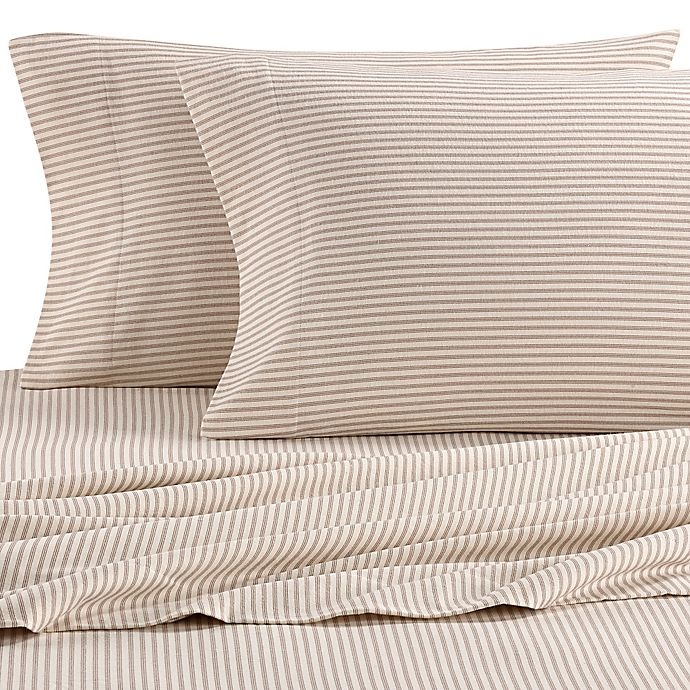 slide 1 of 1, The Seasons Collection Heavyweight Flannel Stripe Standard Pillowcases - Taupe, 2 ct