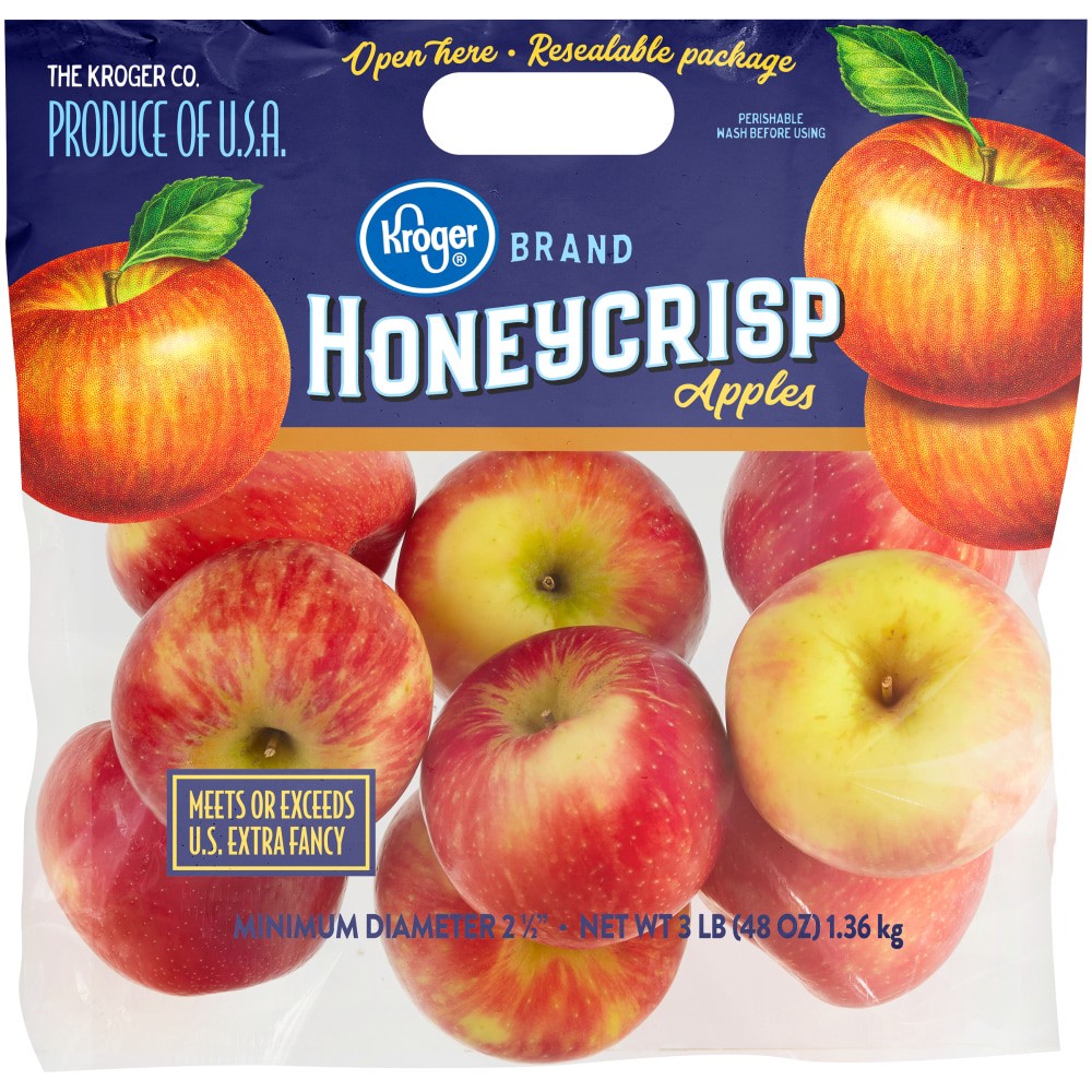 slide 1 of 2, Kroger Honeycrisp Apples Bag, 3 lb