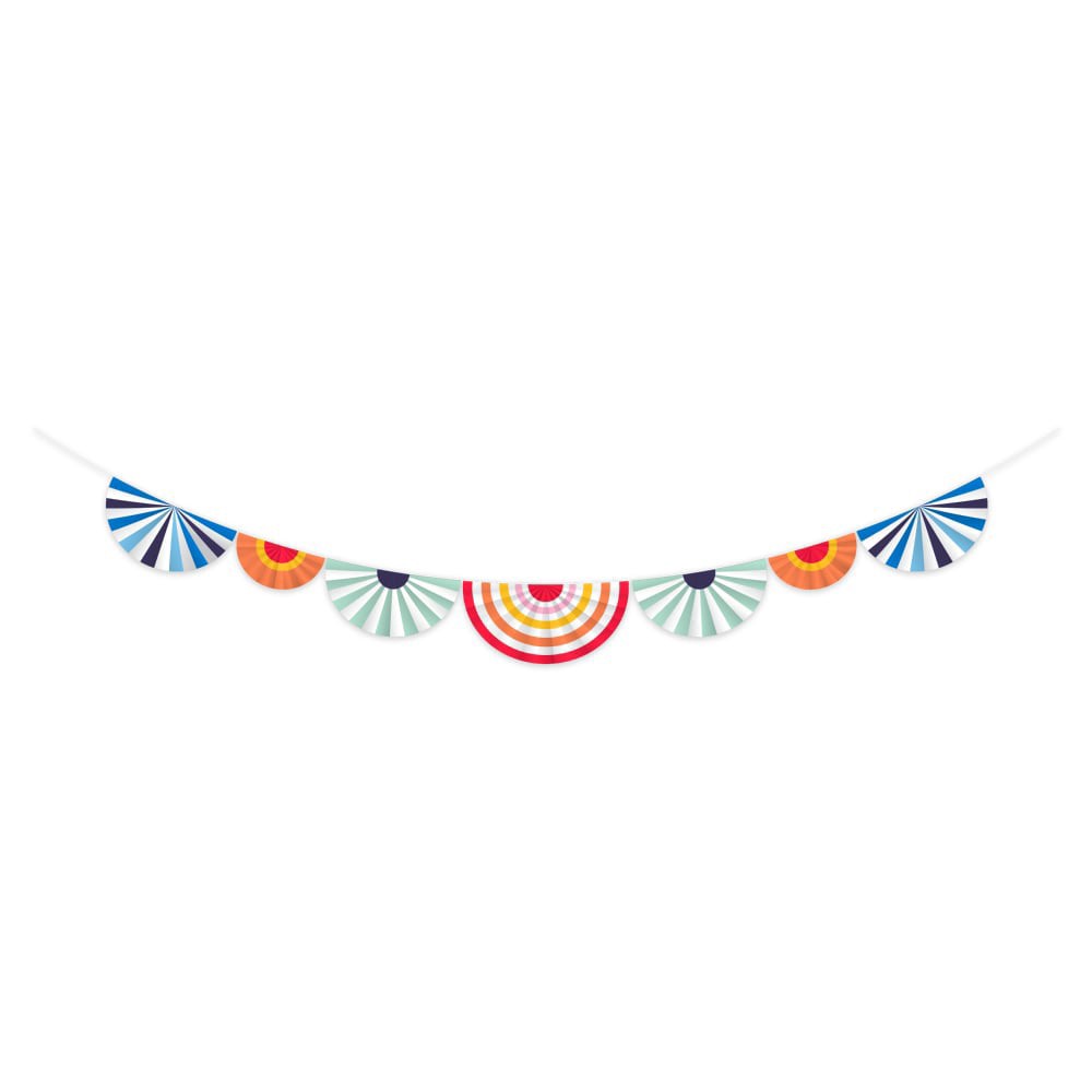 slide 2 of 2, American Greetings 7 Foot Party Banner - Multicolor Paper Fans, 1 ct