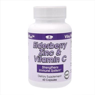 slide 1 of 1, Vita Plus Elderberry Zinc & Vitamin C Capsules, 60 ct