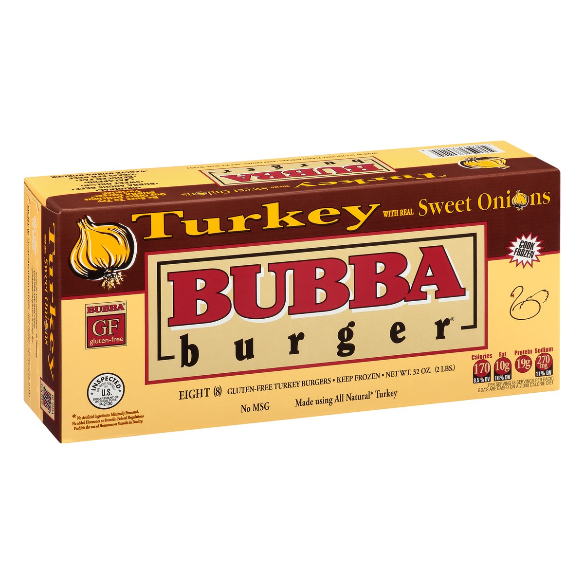 slide 3 of 9, BUBBA Burger Turkey with Sweet Onions Burgers 8 ea, 32 oz