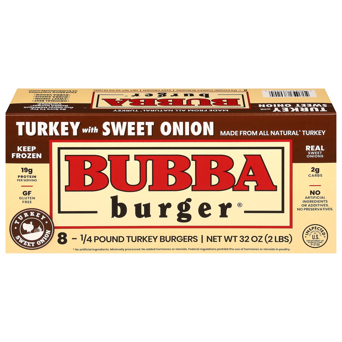 slide 1 of 9, BUBBA Burger Turkey with Sweet Onions Burgers 8 ea, 32 oz