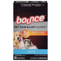 Bounce® Pet Hair & Lint Guard MegaSheets Dryer Sheets - Fresh Scent