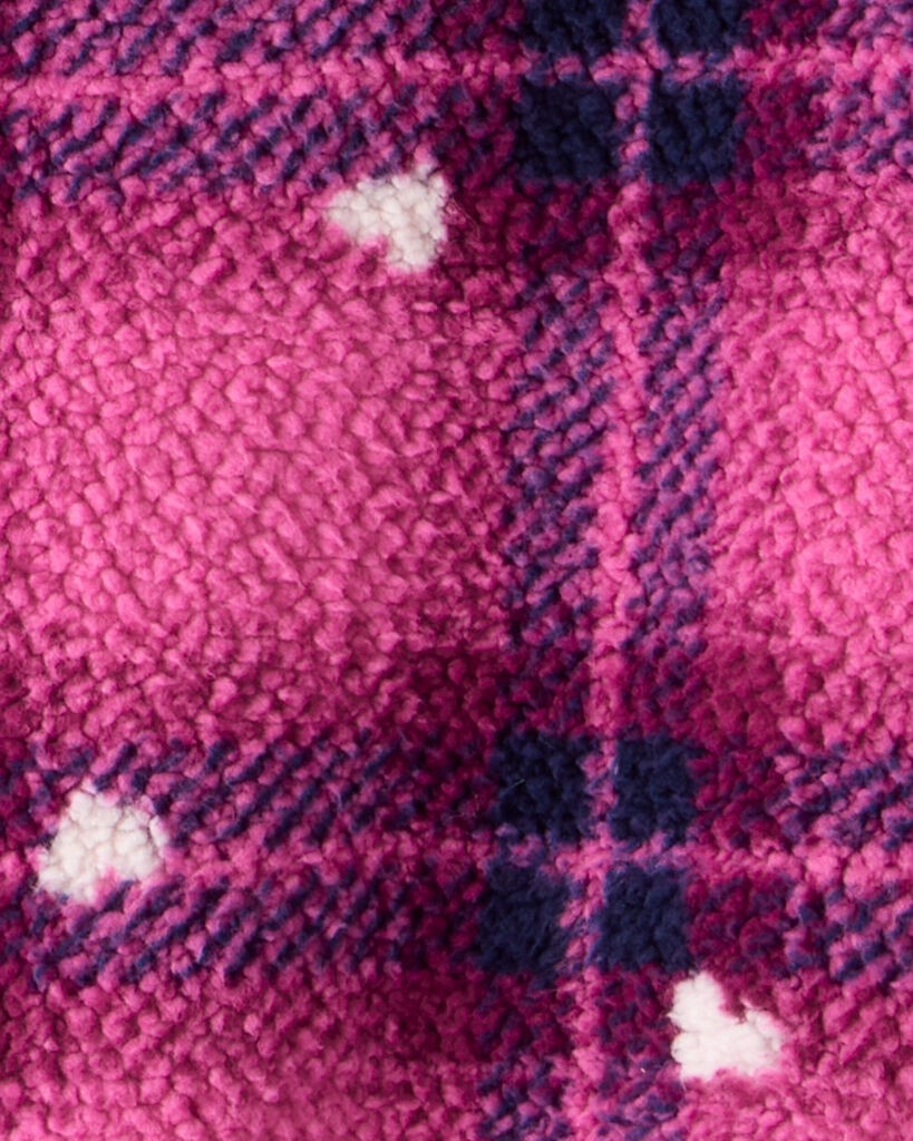 slide 2 of 2, Oshkosh Girls Plaid Sherpa Quarter-Zip Pullover - Pink Plaid 6-6X, 1 ct