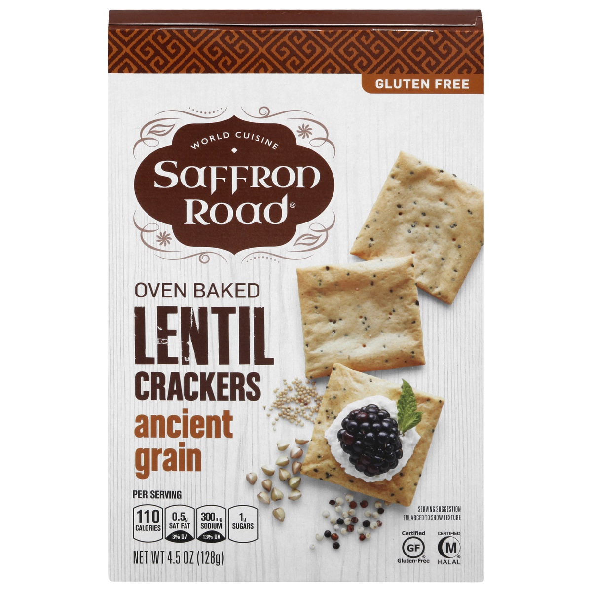 slide 1 of 1, Saffron Road Ancient Grain Lentil Crackers, 4.5 oz