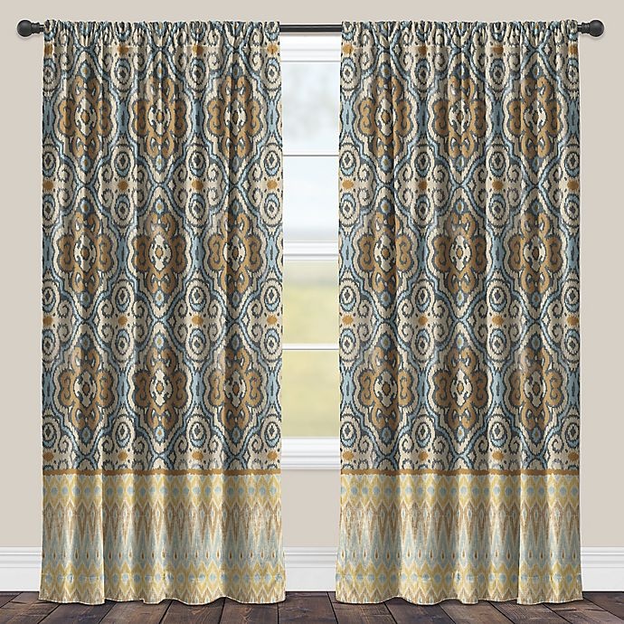 slide 1 of 1, Laural Home Persian Antique Room-Darkening Rod Pocket Window Curtain Panel - Blue, 95 in