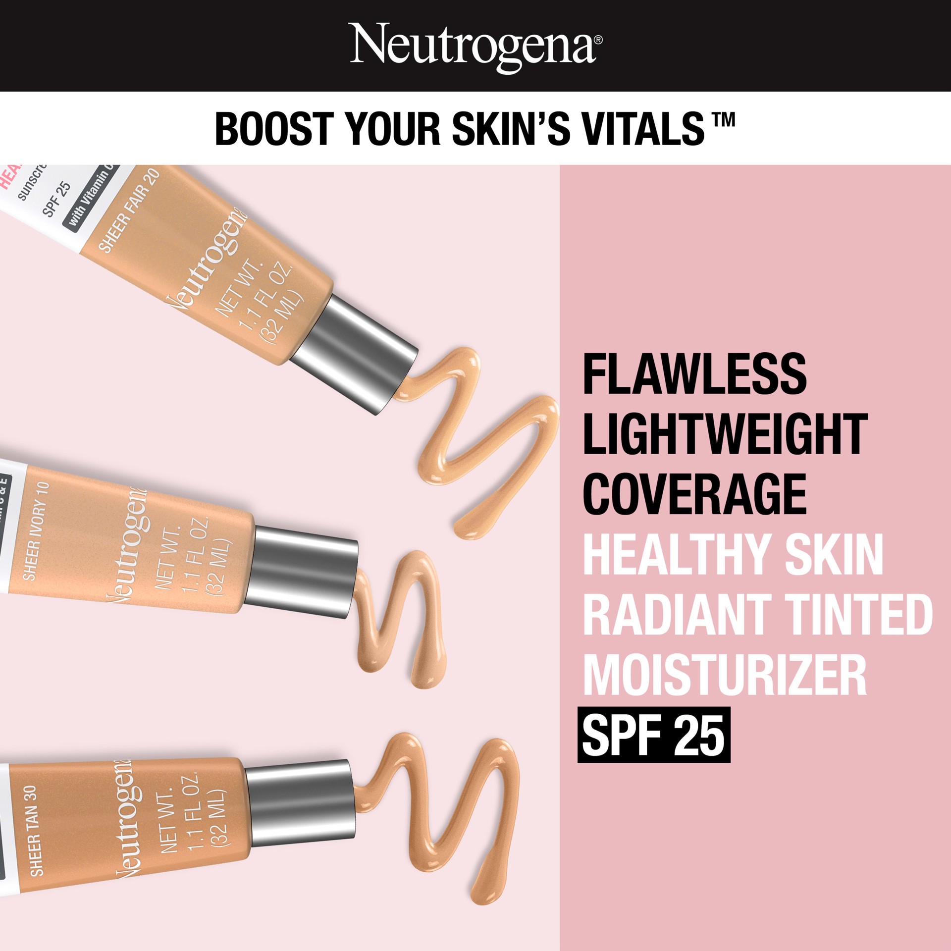 slide 6 of 9, Neutrogena Healthy Skin Radiant Tinted Moisturizer Broad Spectrum SPF 30, Sheer Fair 20, 1.1 Fl. Oz, 1.10 fl oz