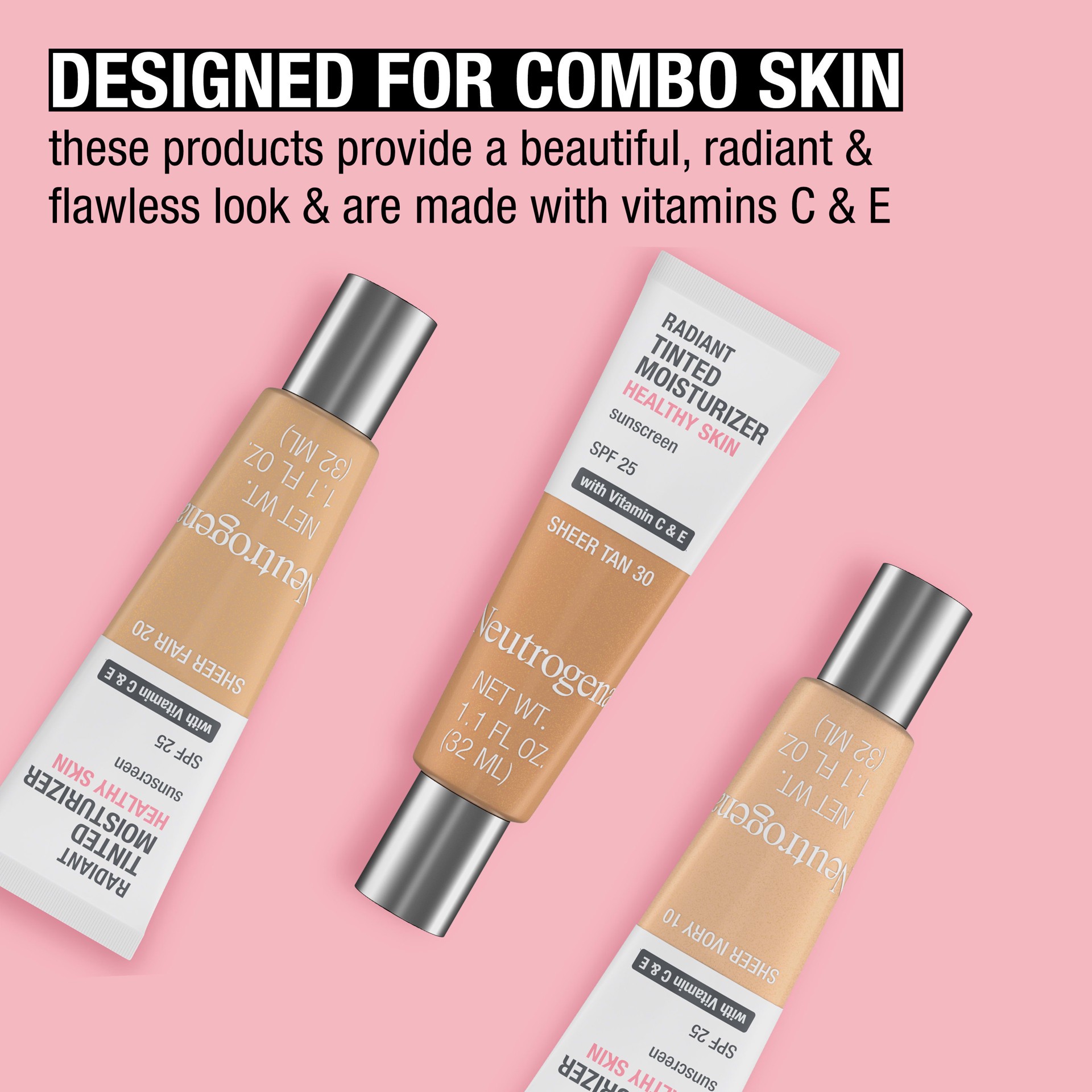 slide 4 of 9, Neutrogena Healthy Skin Radiant Tinted Moisturizer Broad Spectrum SPF 30, Sheer Fair 20, 1.1 Fl. Oz, 1.10 fl oz