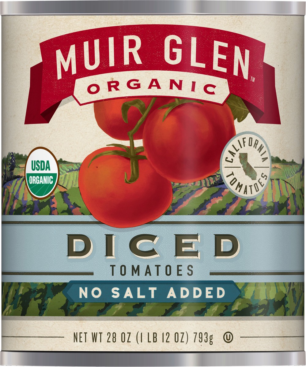 slide 8 of 9, Muir Glen No Salt Added Diced Tomatoes Orgnc, 28 oz