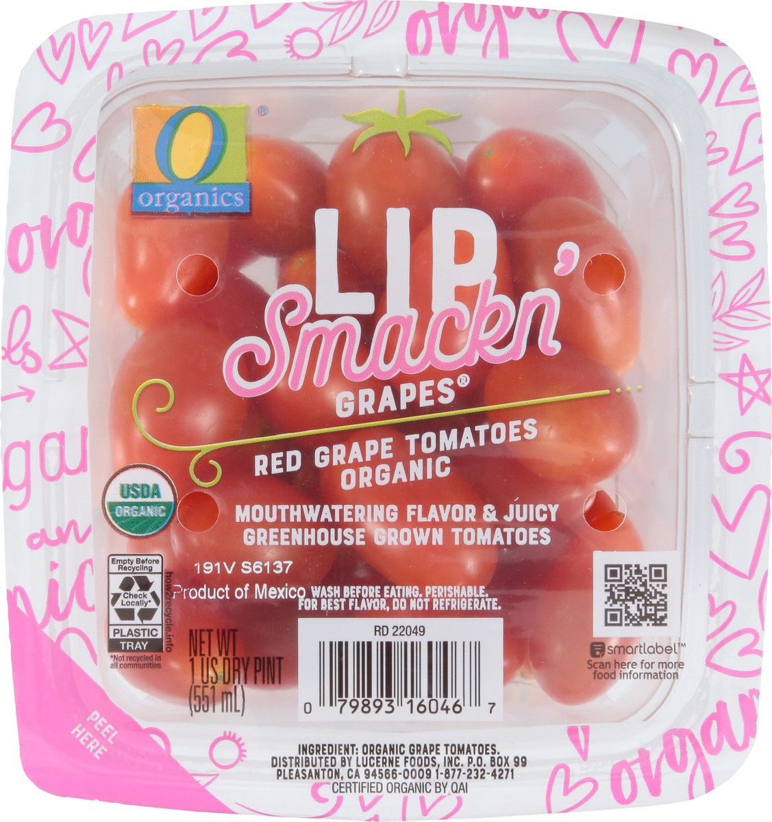 slide 9 of 12, O Orgnc Tomatoes Lip Smackn Red Grape, 1 pint