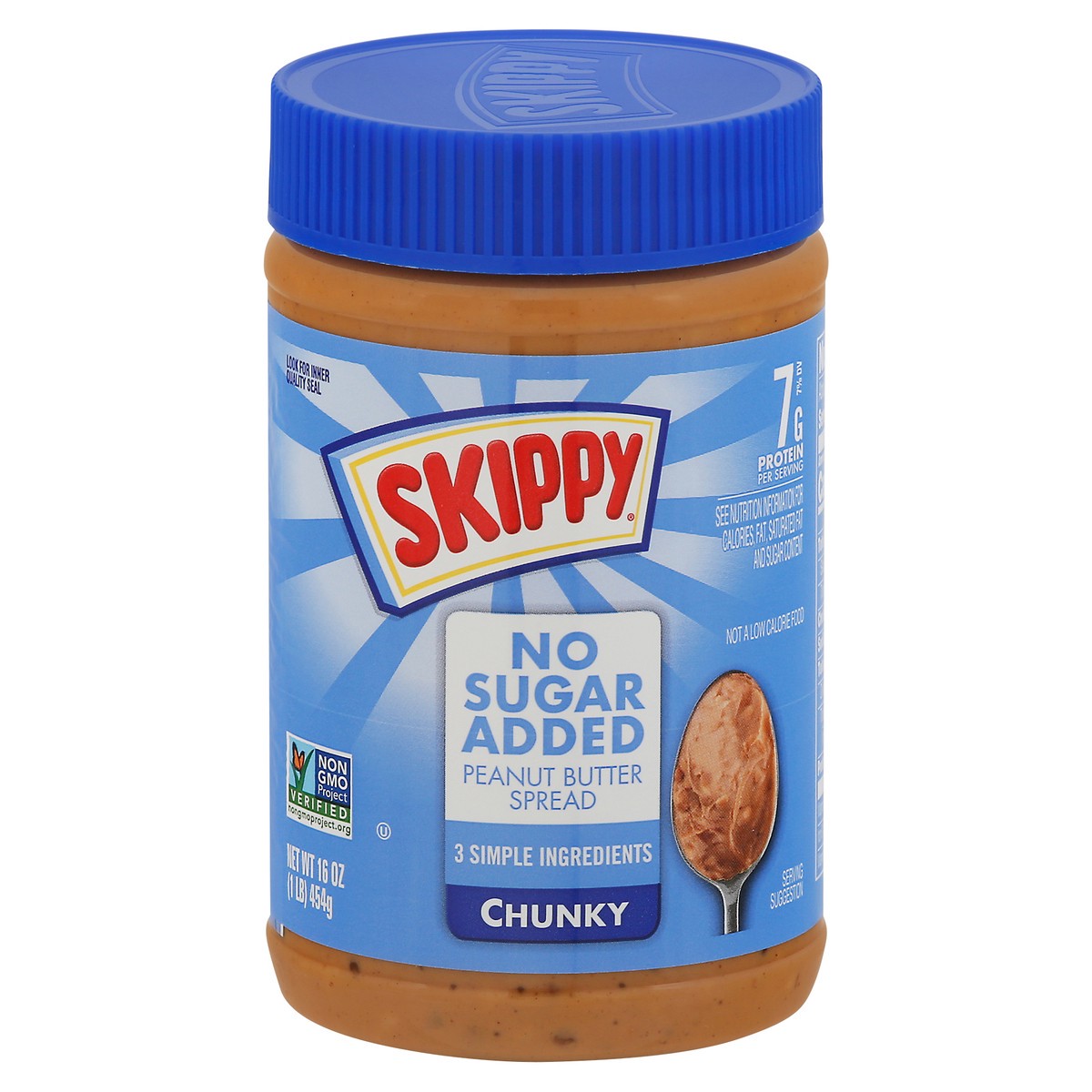 slide 1 of 9, Skippy Chunky No Sugar Added Peanut Butter Spread 16 oz, 16 oz