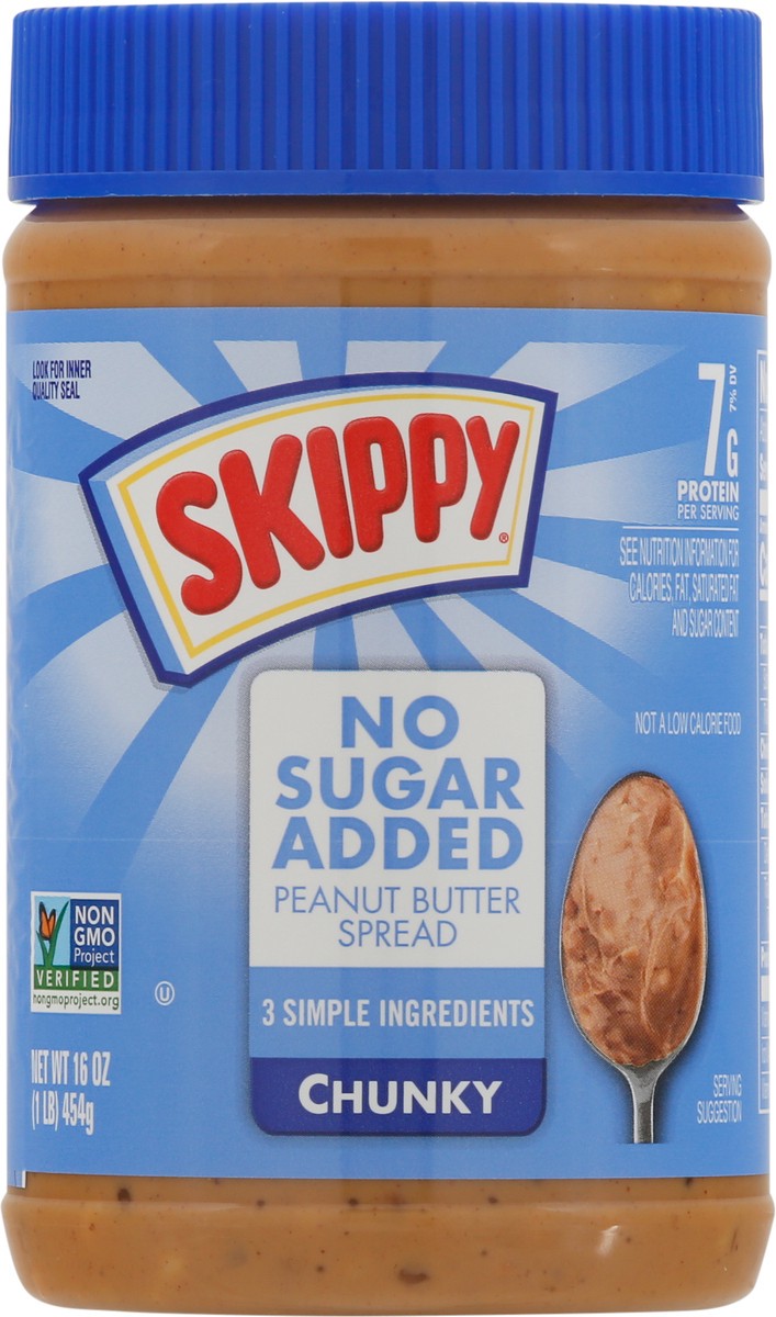 slide 8 of 9, Skippy Chunky No Sugar Added Peanut Butter Spread 16 oz, 16 oz