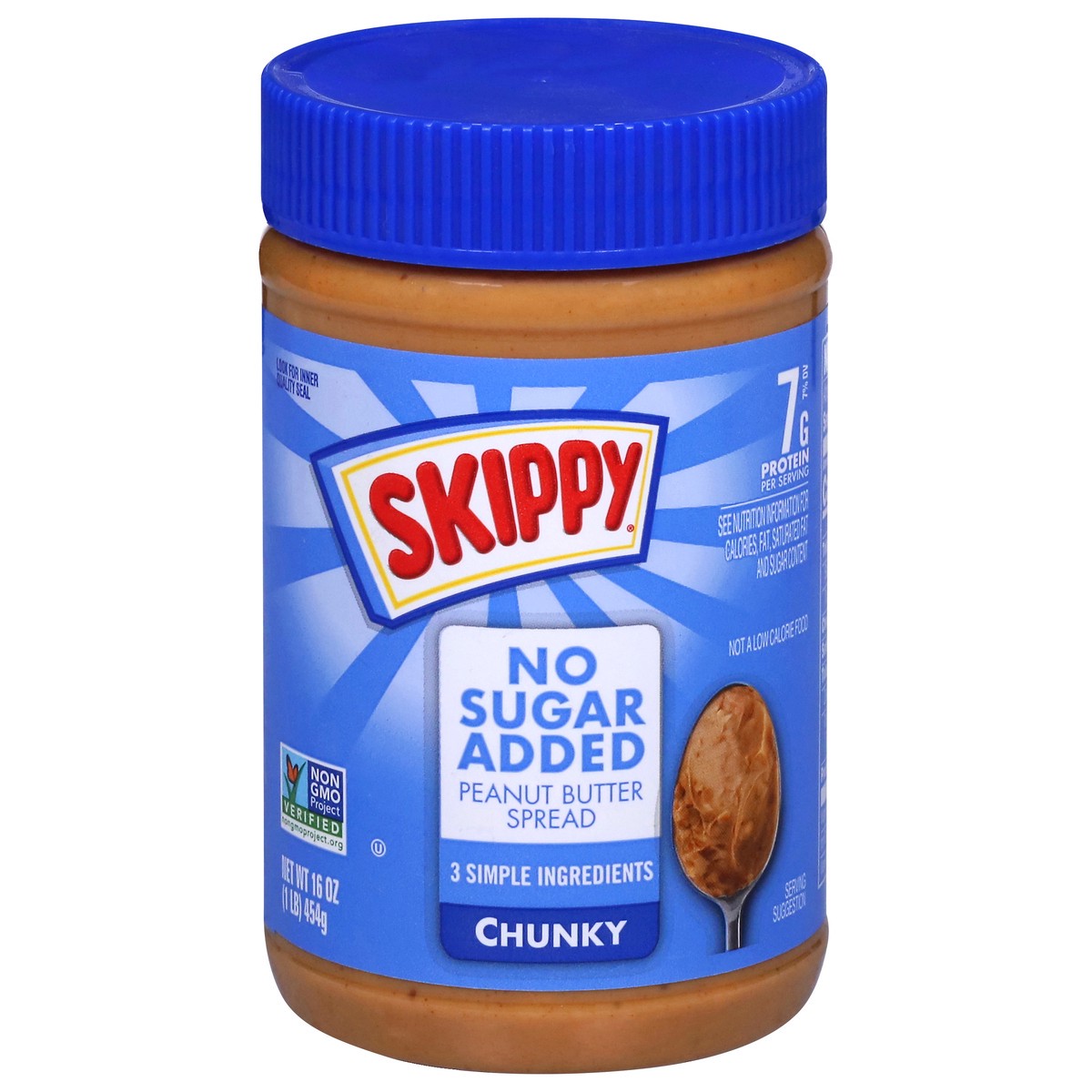 slide 1 of 9, Skippy No Sugar Added Chunky Peanut Butter 16 oz, 16 oz
