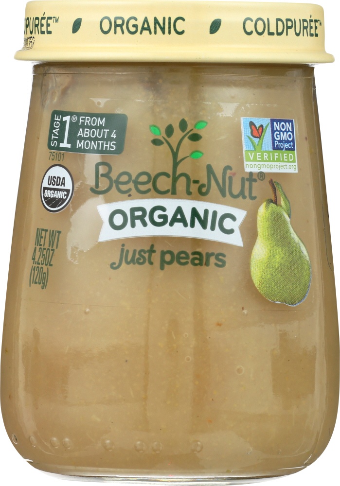 slide 1 of 1, Beech-Nut Stage 1 Organic Just Pears Baby Food, 4.25 oz