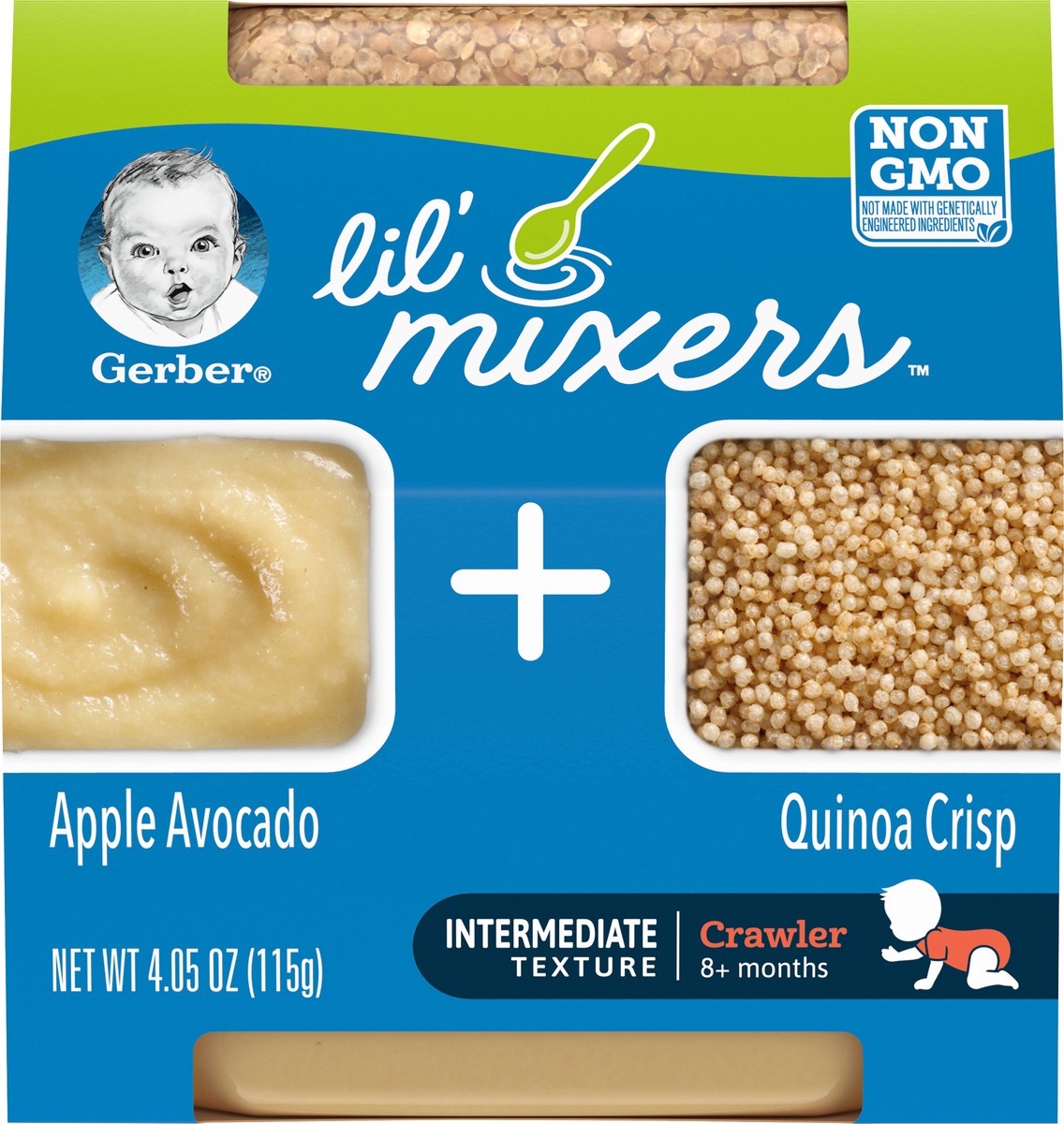 slide 1 of 9, Gerber Lil' Mixers Intermediate Texture 8+ Months Apple Avocado+Quinoa Crisp 4.05 oz, 4.05 oz