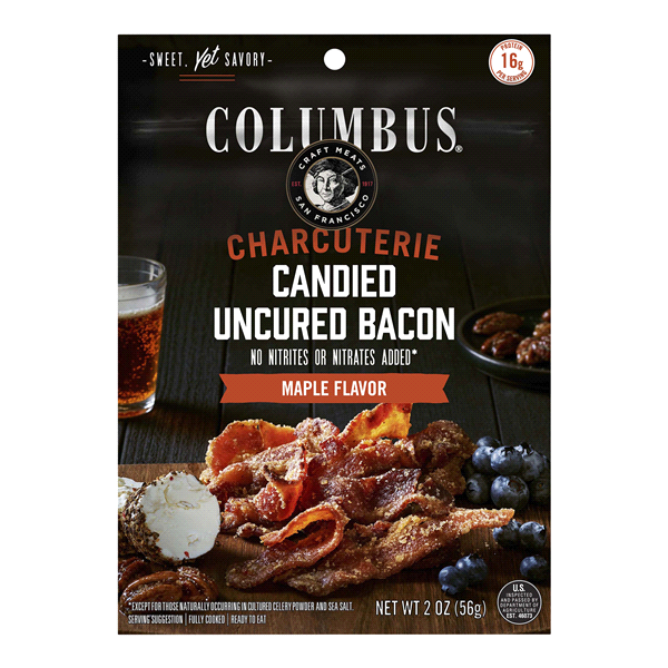 slide 1 of 1, Columbus Charcuterie Candied Uncured Maple Flavored Bacon, 2 oz